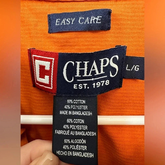 Chaps orange long sleeve button down casual shirt NWOT - Picture 4 of 4